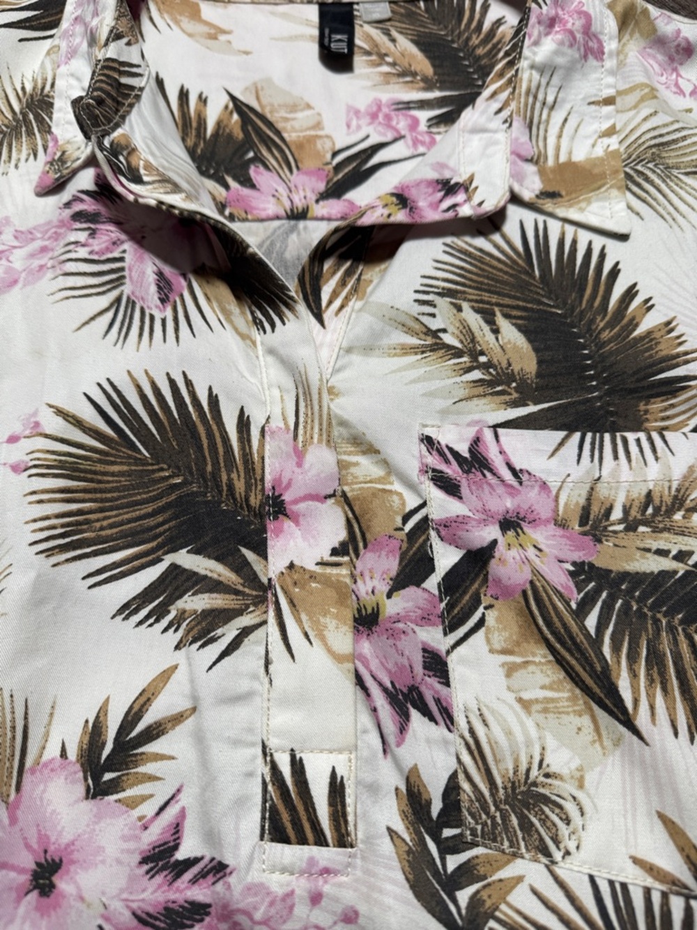 Kut from the Kloth Floral Button-Up Shirt Dress - Pink & Tan - Picture 6 of 9